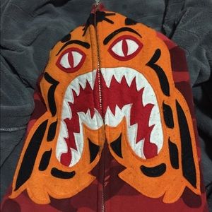 Bape red camo tiger hoodie